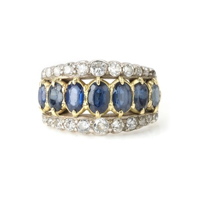Lot 227 - A sapphire and diamond three row ring