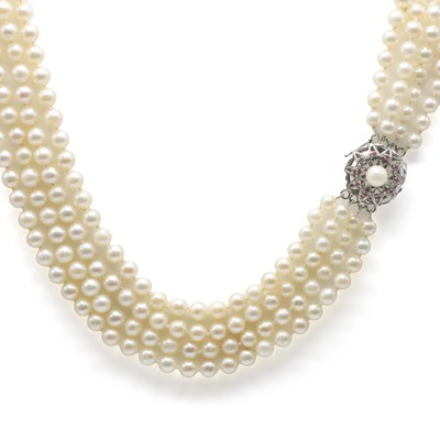 Lot 116 - A four row cultured pearl necklace