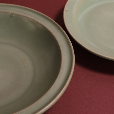 Lot 6 - Two Chinese celadon-glazed dishes