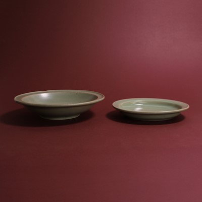 Lot 6 - Two Chinese celadon-glazed dishes