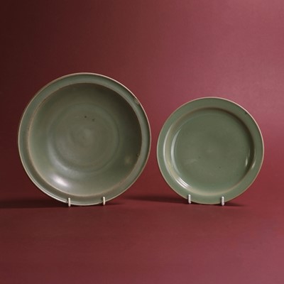 Lot 6 - Two Chinese celadon-glazed dishes