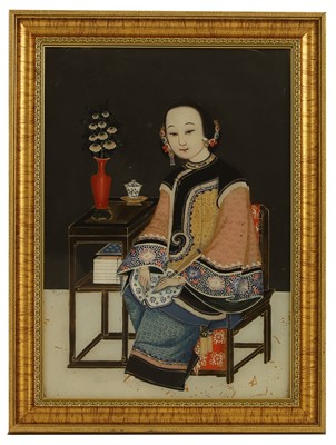 Lot 378 - A Chinese reverse glass painting