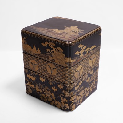 Lot 278 - A Japanese gold lacquer four-tier Jūbako