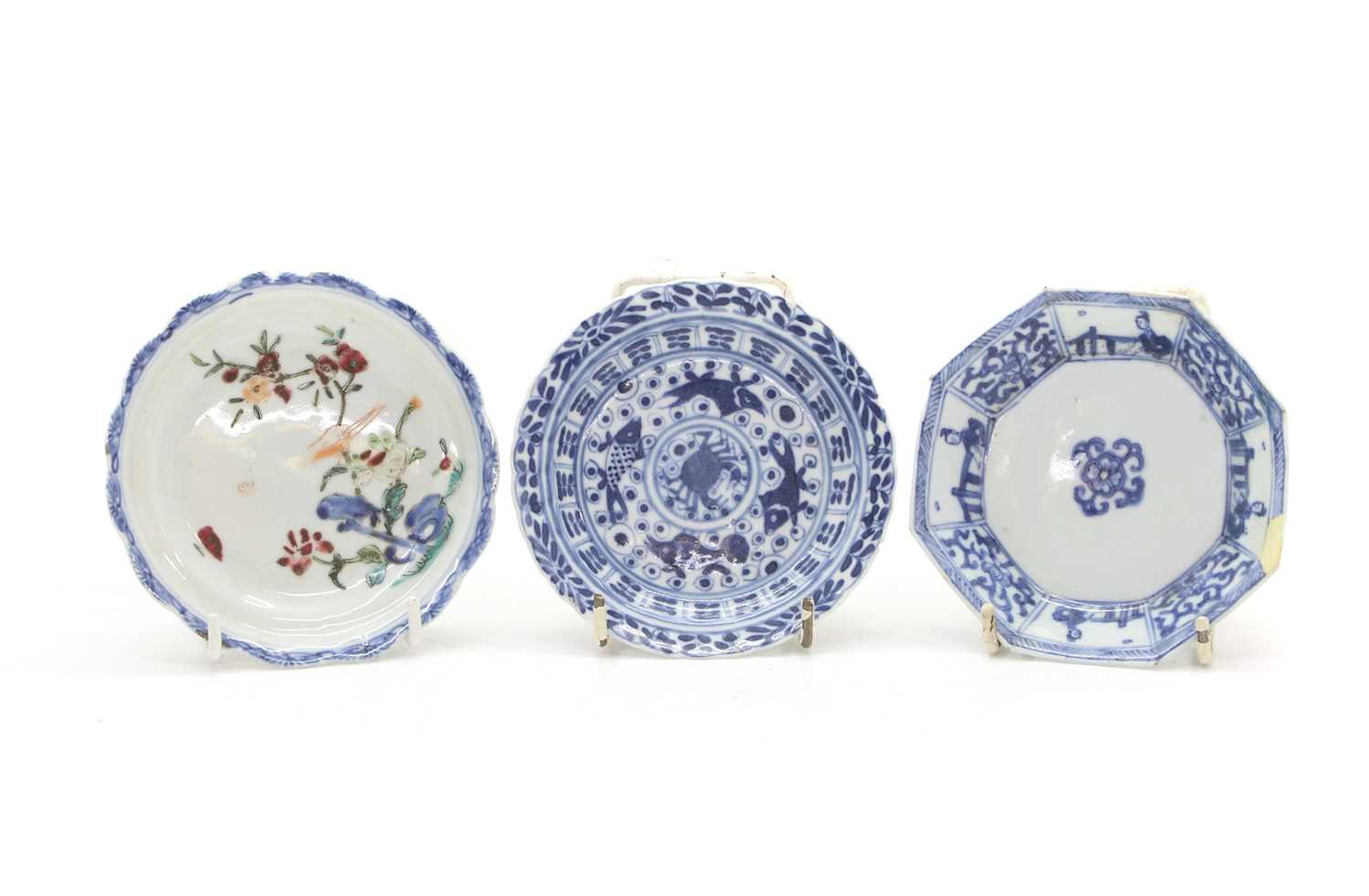 Lot 56 - A group of three Chinese blue and white saucers