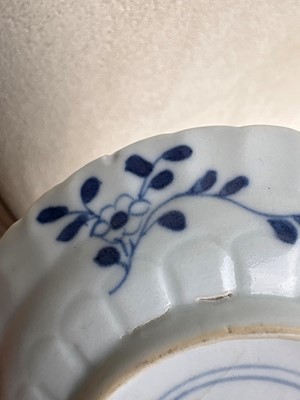 Lot 56 - A group of three Chinese blue and white saucers