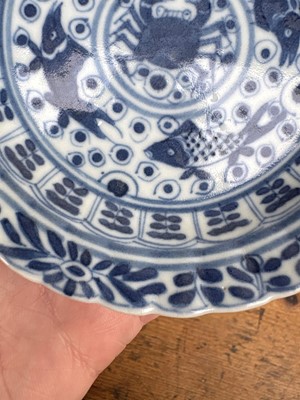 Lot 56 - A group of three Chinese blue and white saucers