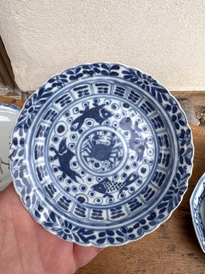 Lot 56 - A group of three Chinese blue and white saucers