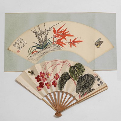Lot 154 - Two Chinese fan paintings