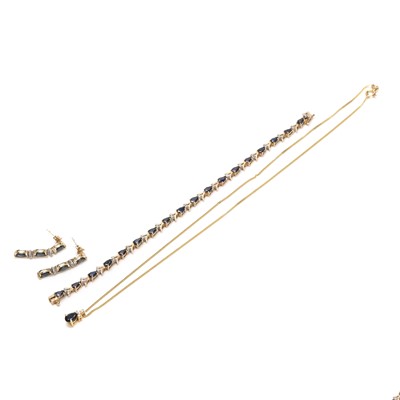 Lot 1161 - A 9ct gold sapphire and diamond jewellery set