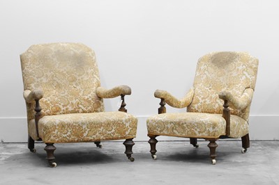 Lot 517 - A pair of Victorian ladies and gentleman's open armchairs