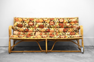Lot 506 - A three-seater bamboo and rattan sofa