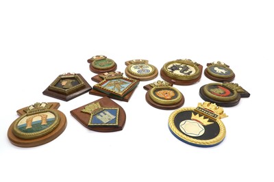 Lot 384 - Eleven Royal Navy ships plaques