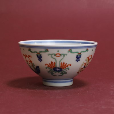 Lot 288 - A Chinese doucai 'honeysuckle' porcelain bowl
