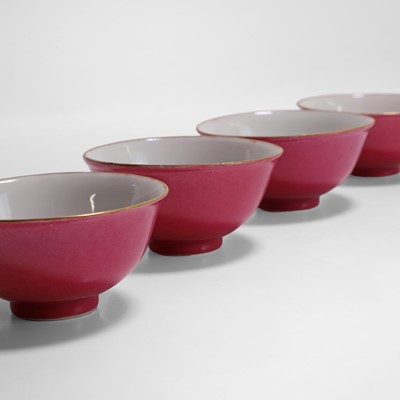 Lot 93 - A group of four Chinese ruby-back tea bowls