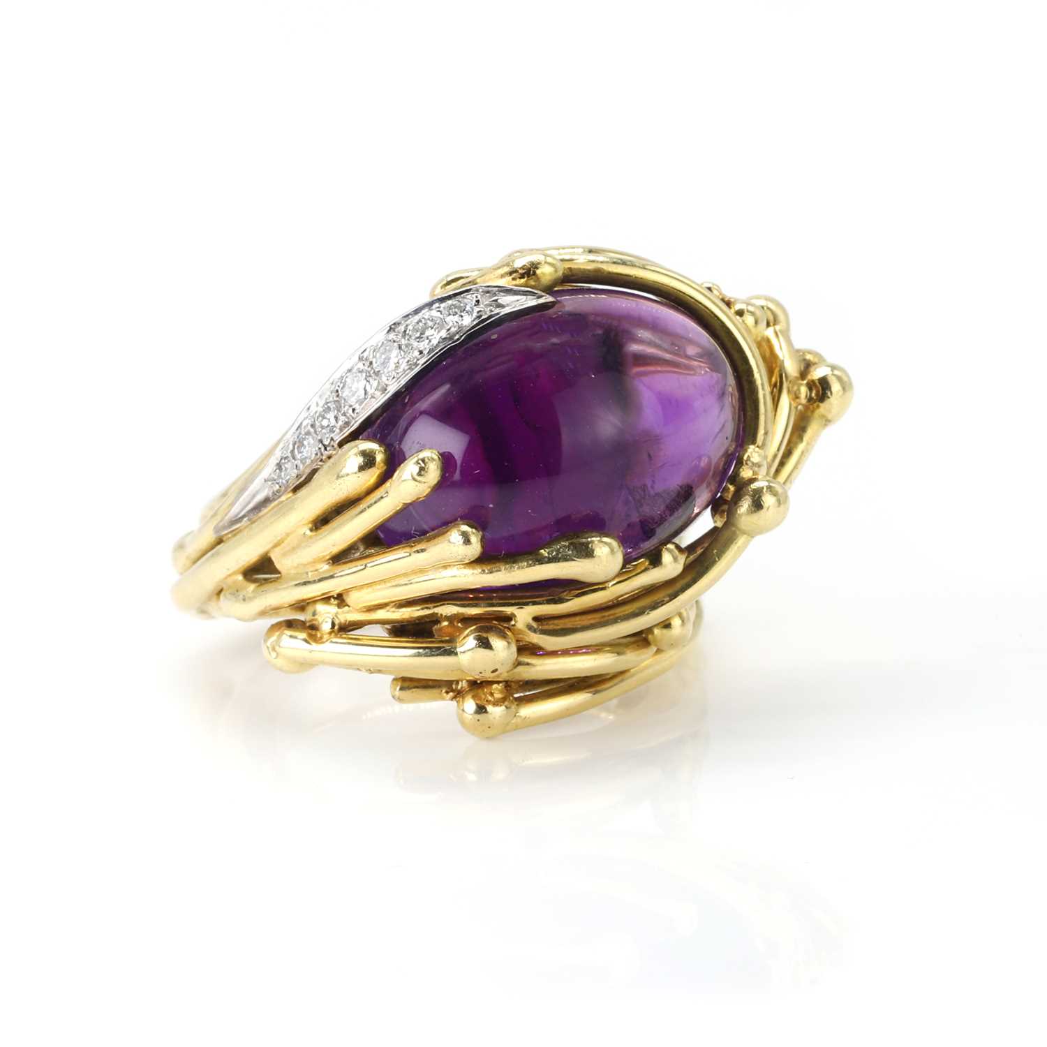 Lot 71 - An amethyst and diamond ring, by Grima