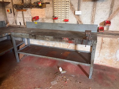 Lot 157 - A steel workshop bench