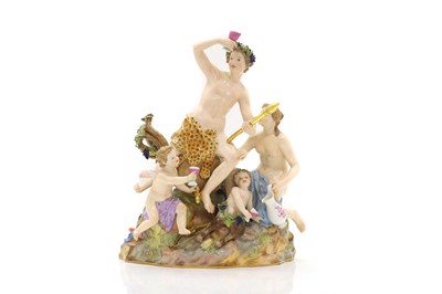 Lot 107 - A Meissen porcelain figure group of Bacchus