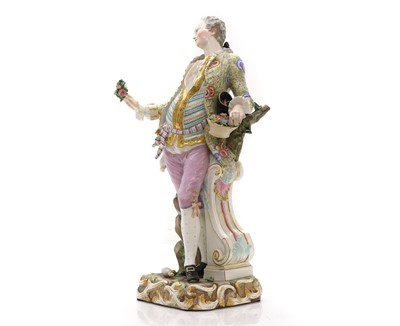 Lot 106 - A large Meissen porcelain figure of a gentleman