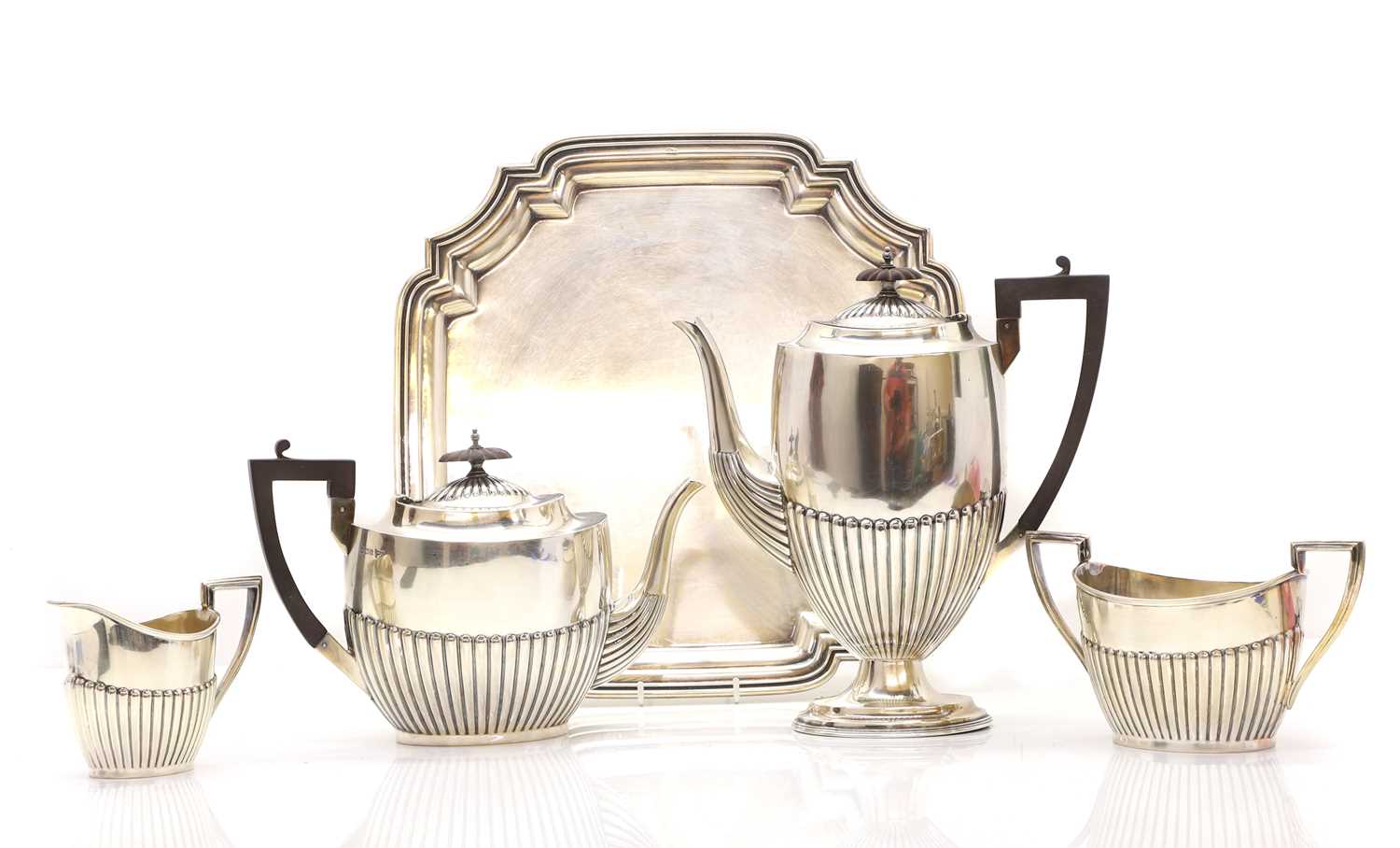 Lot 12 - A silver tea and coffee service