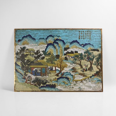 Lot 142 - A Chinese cloisonné panel