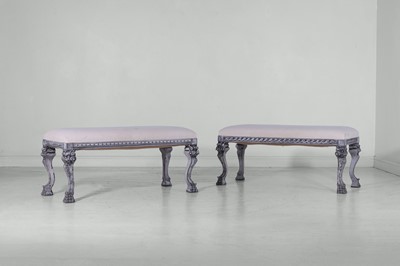 Lot 510 - A matched pair of painted wooden stools