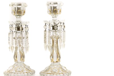 Lot 151 - A pair of moulded glass table lustres