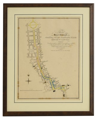 Lot 30 - PLANS: 1- Nash, John: Plan of a Street Proposed from Charing Cross to Portland Place.