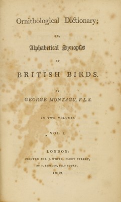 Lot 69 - (Hand coloured Plates): Montagu, George: Ornithological Dictionary