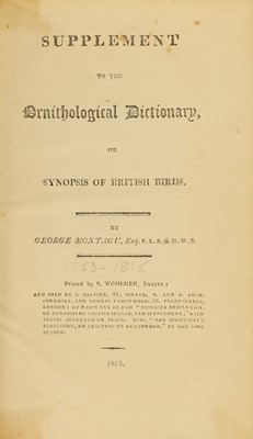 Lot 69 - (Hand coloured Plates): Montagu, George: Ornithological Dictionary