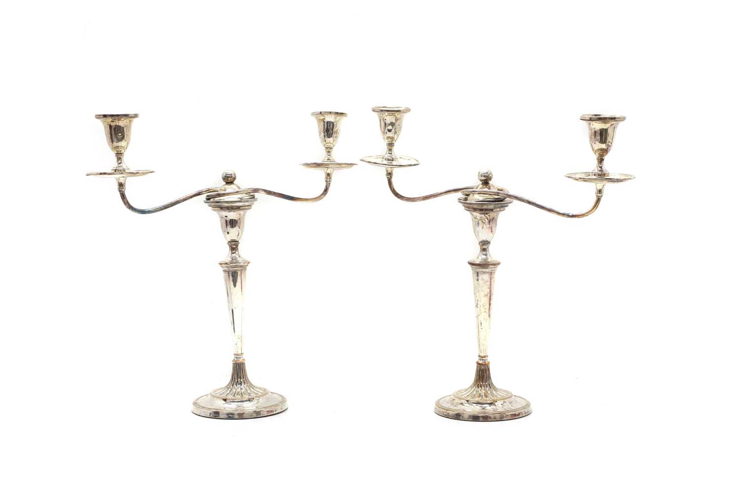 Lot 5 - A pair of silver-plated candelabra