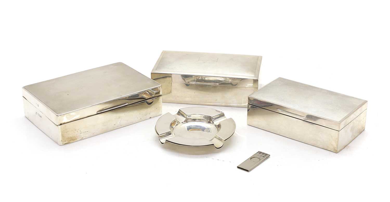 Lot 1 - A group of three silver cigarette boxes