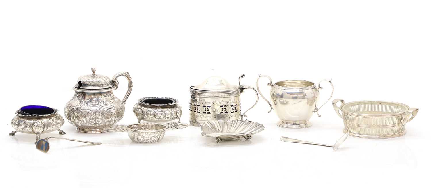 Lot 20 - A collection of silver cruet items