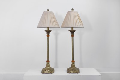Lot 48 - A pair of giltwood table lamps