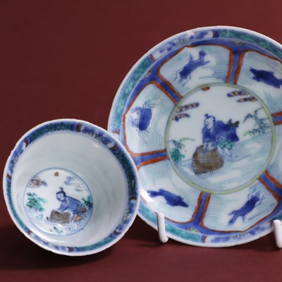 Lot 38 - A Chinese doucai cup and saucer