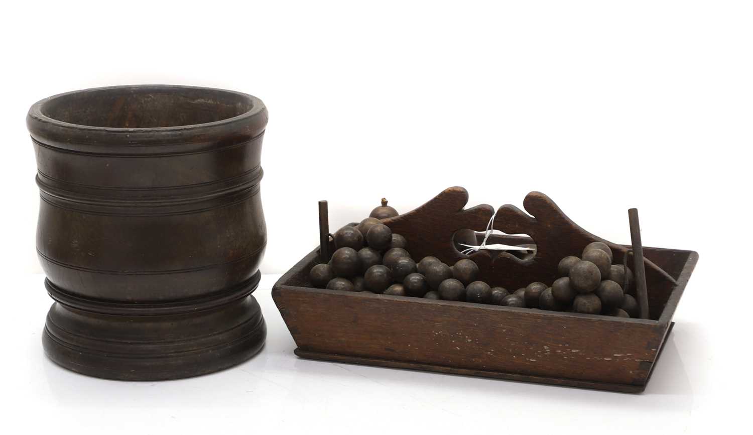 Lot 110 - A lignum vitae turned mortar