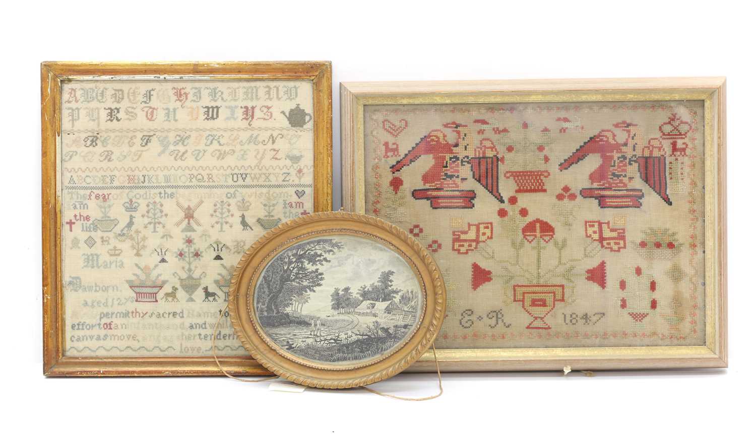 Lot 113 - A needlework sampler