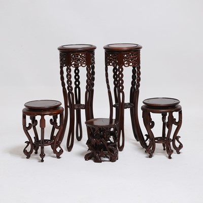 Lot 293 - A group of five Chinese hardwood stands