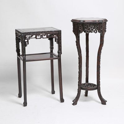 Lot 323 - Two Chinese hardwood stands
