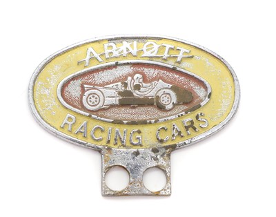 Lot 36 - An Arnott Racing Cars owner's car badge