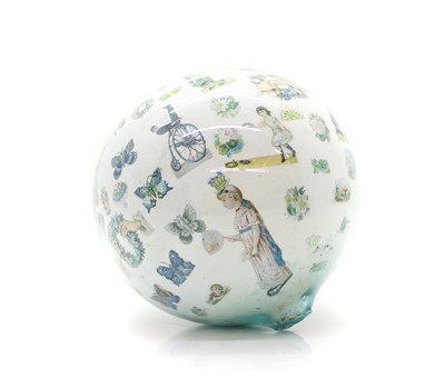 Lot 86 - A cyclist's Victorian-decorated glass globe
