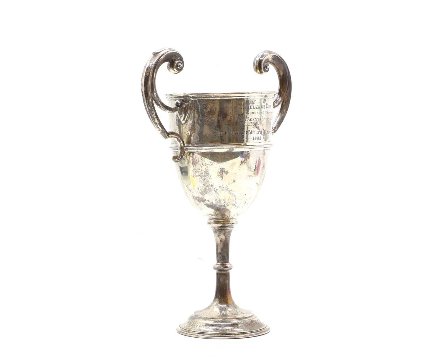 Lot 12 - A silver two handled trophy cup