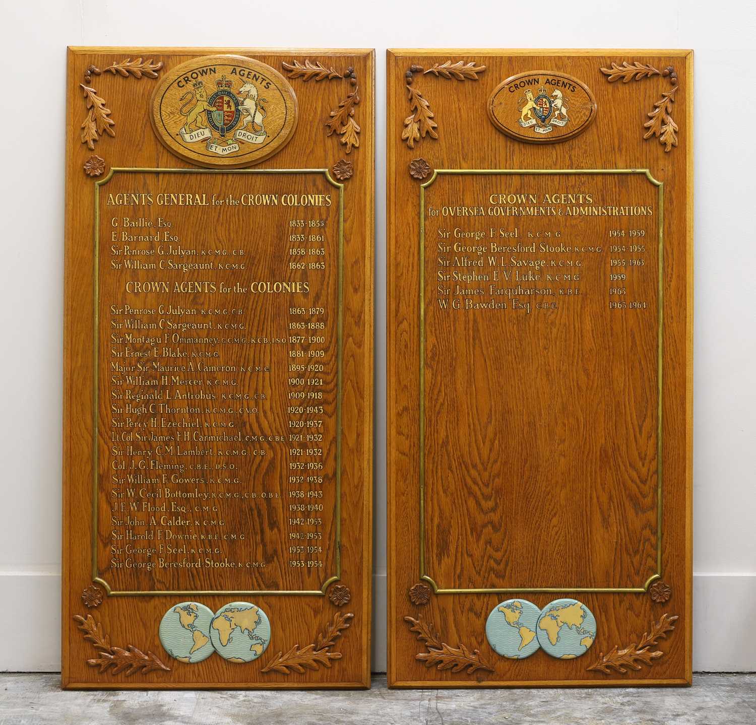 Lot 388 - A pair of large oak memorial plaques