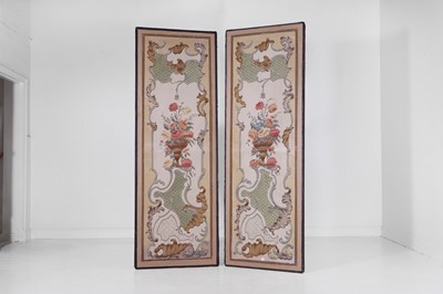 Lot 54 - A pair of rococo-style painted canvas panels