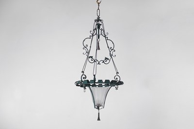 Lot 138 - A painted wrought-metal chandelier