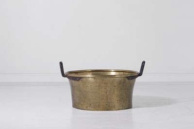 Lot 135 - A hammered brass preserve pan