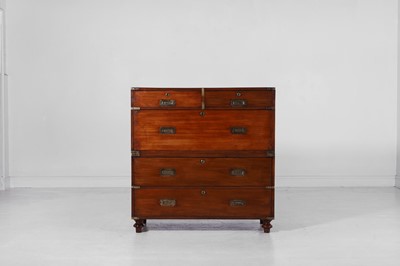 Lot 130 - A mahogany campaign chest