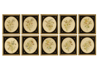 Lot 461 - A set of ten silk work embroideries