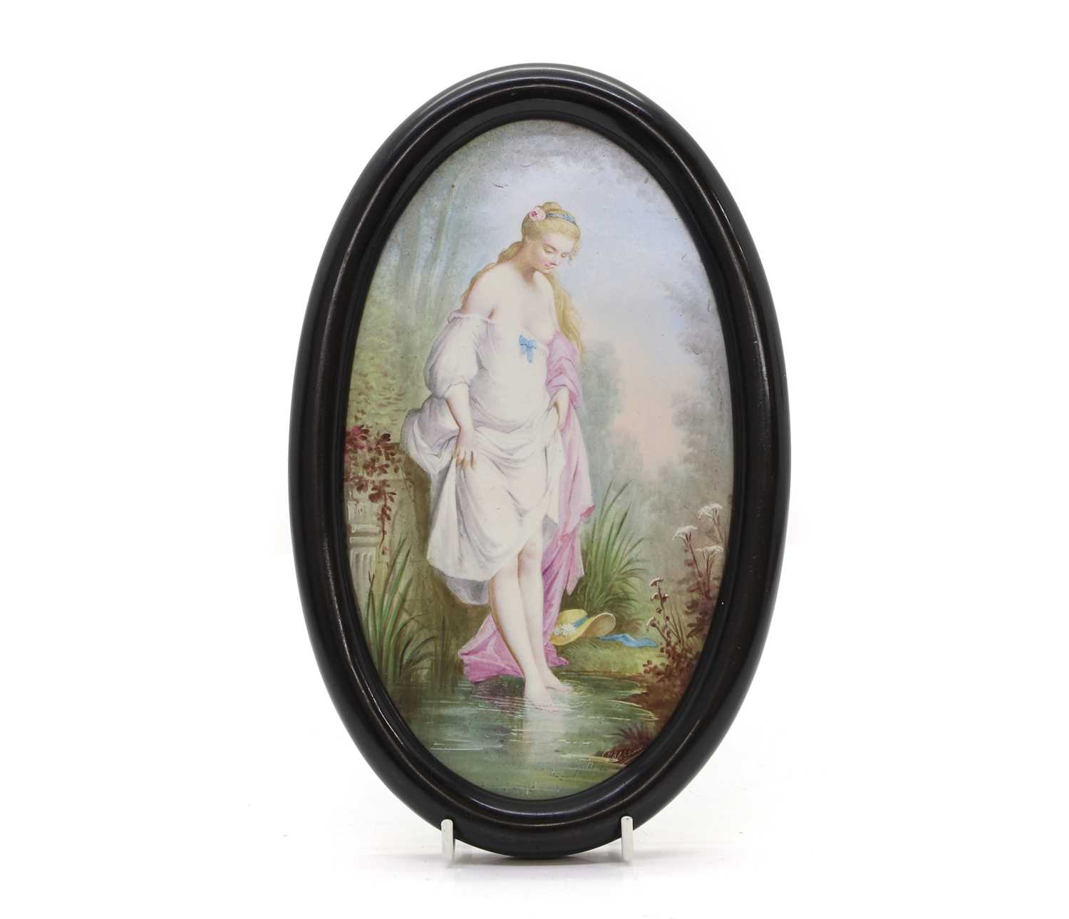 Lot 104 - A painted porcelain plaque