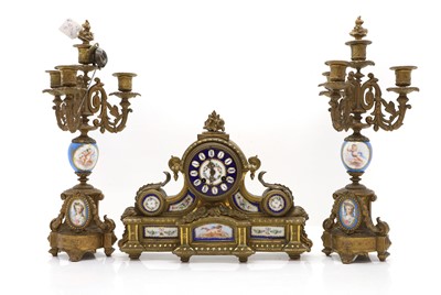 Lot 208 - A French porcelain mantle clock
