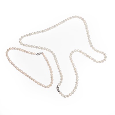 Lot 1175 - Two cultured pearl necklaces